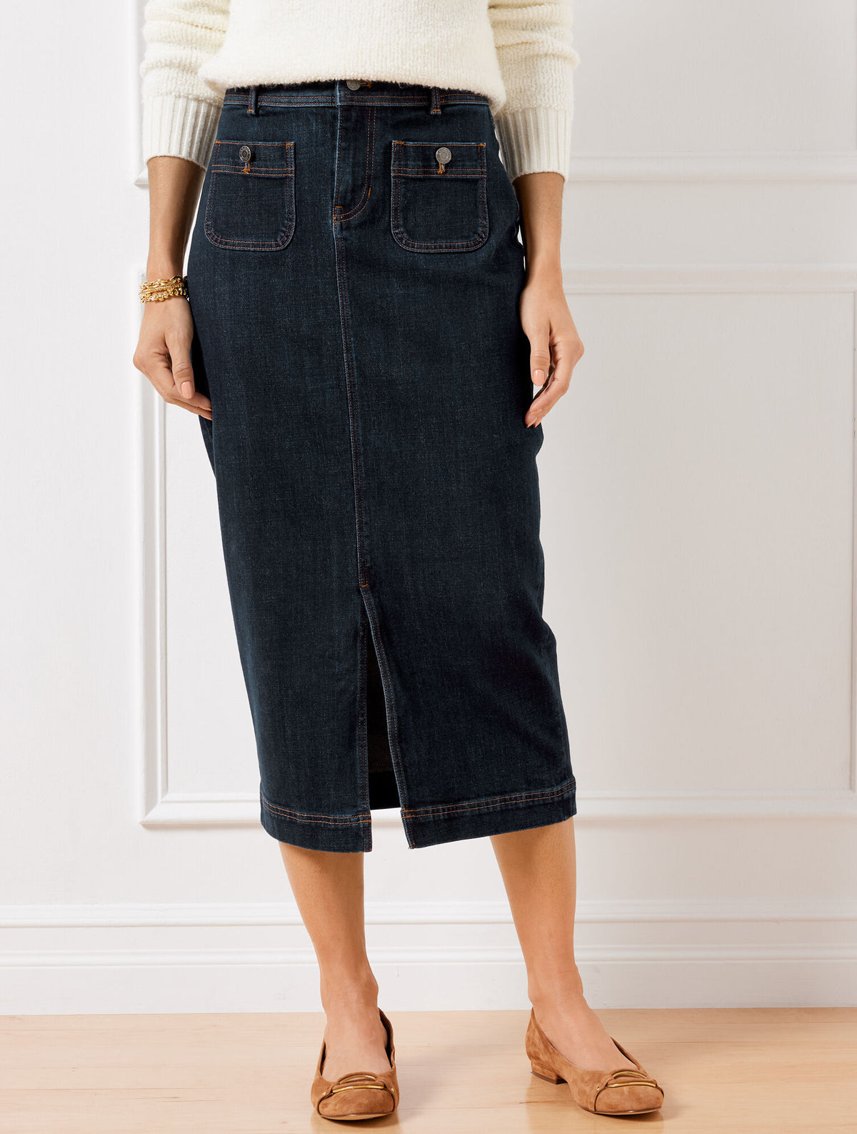 PARK WASH DENIM MIDI SKIRT - PARK WASH | Talbots discount