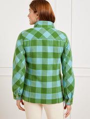 OPAL BLUE/WILLOW FIELD JACKET - BELLE CHECK | Talbots sale