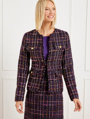 PURPLE/GOLD MULTI MIDNIGHT SPARKLE TWEED JACKET | Talbots sale