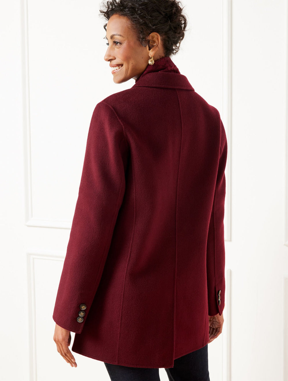 DARK RUBY DOUBLE FACE WOOL BLEND BLAZER | Talbots outlet