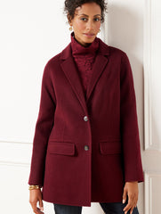 DARK RUBY DOUBLE FACE WOOL BLEND BLAZER | Talbots outlet