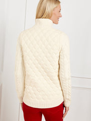 IVORY QUILTED PUFFER SWEATER JACKET | Talbots on sale