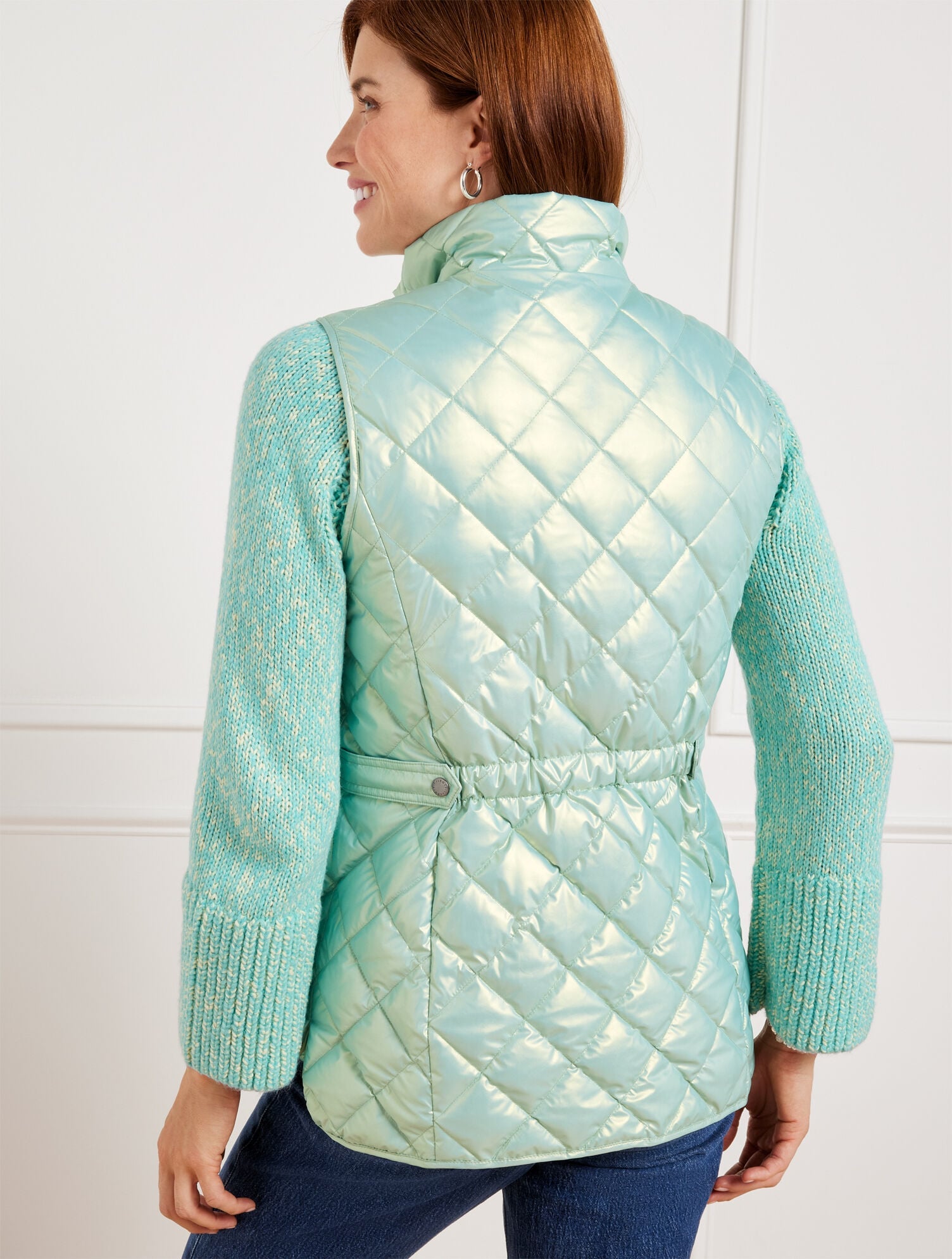 CLOUD|SNOWBOUND BLUE QUILTED DOWN PUFFER VEST - PEARLIZED | Talbots online