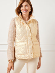 CLOUD|SNOWBOUND BLUE QUILTED DOWN PUFFER VEST - PEARLIZED | Talbots online