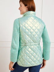 CLOUD|SNOWBOUND BLUE QUILTED DOWN PUFFER VEST - PEARLIZED | Talbots online