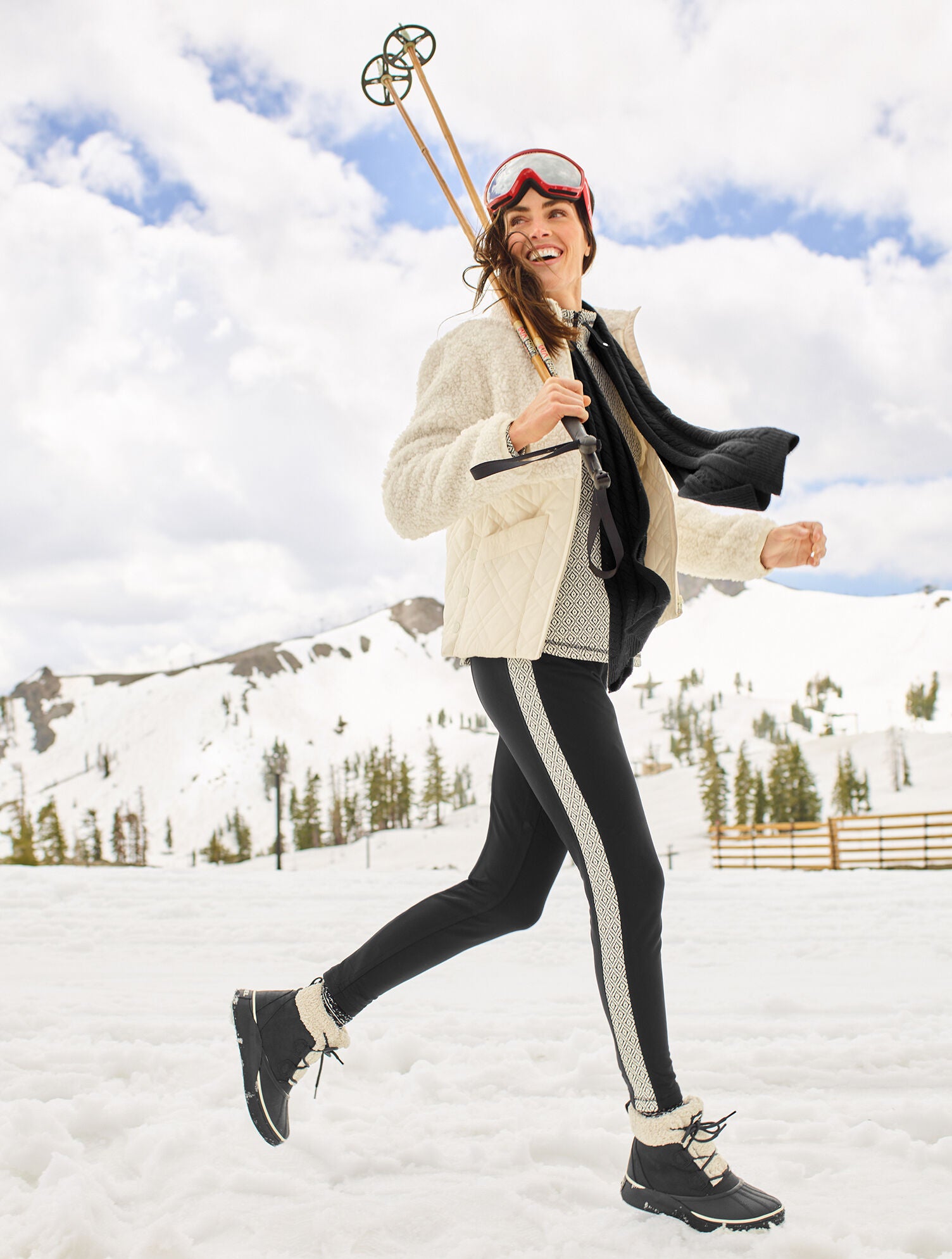 BLACK FLEECEBACK LEGGINGS - DIAMOND GEO JACQUARD | Talbots outlet