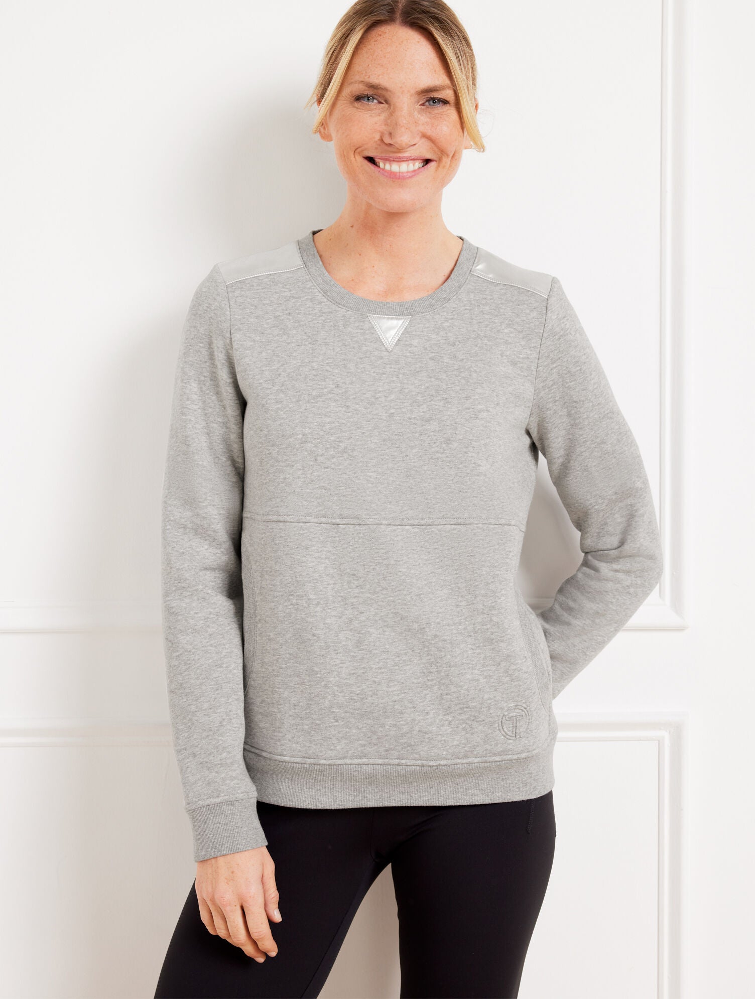 PEBBLE HEATHER COTTON FRENCH TERRY CREWNECK PULLOVER - METALLIC FOIL | Talbots near me