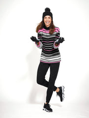 BLACK MULTI MOCKNECK PULLOVER - FROSTED STRIPE | Talbots for sale