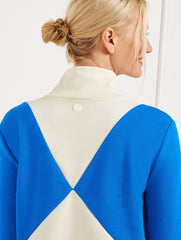 BOLD BLUE|GREY SKY HEATHER FRENCH TERRY COLORBLOCK MOCKNECK PULLOVER | Talbots on sale