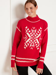 RED POP MULTI TURTLENECK SWEATER - SNOWFLAKE | Talbots for sale