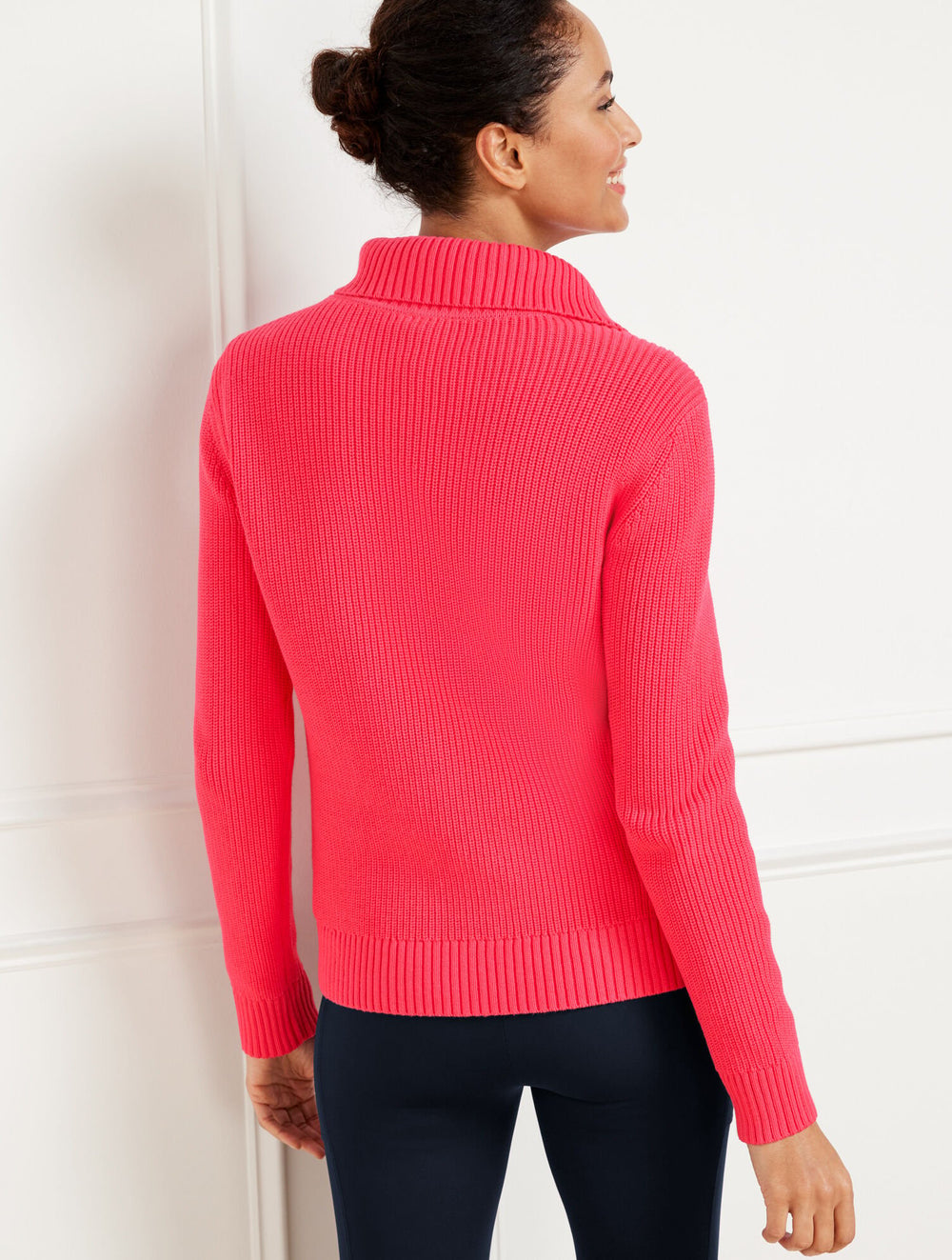 CORAL FETE QUILTED FULL ZIP SWEATER JACKET | Talbots discount