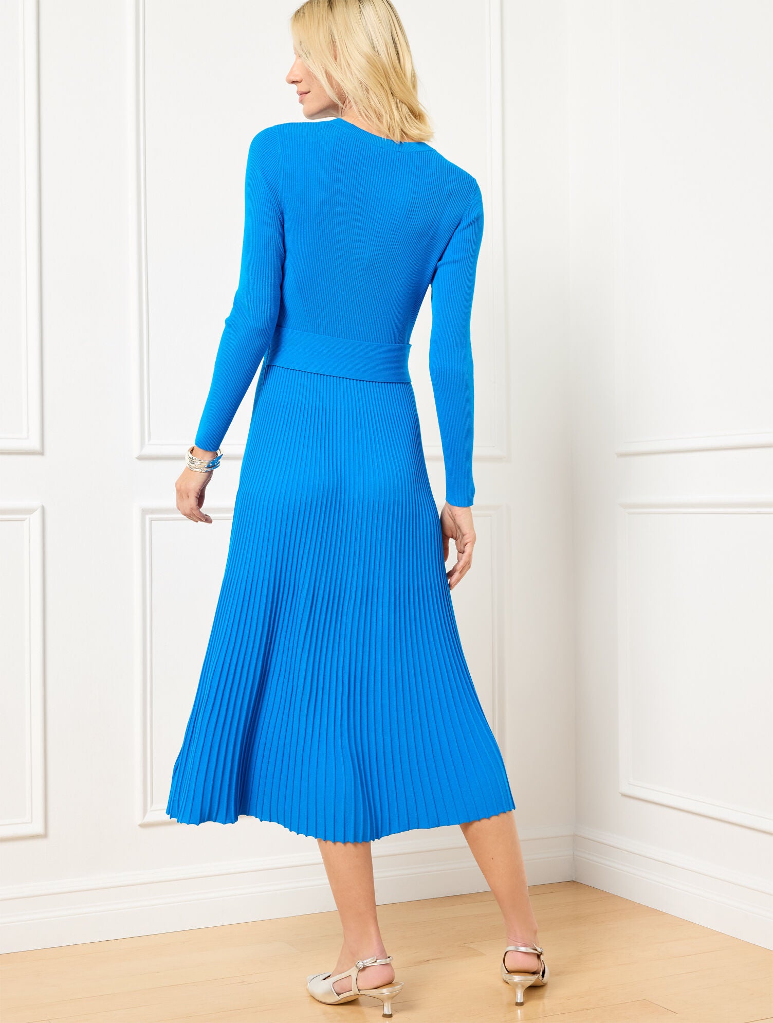 BOLD BLUE TWIST FRONT RIBBED SWEATER DRESS | Talbots discount