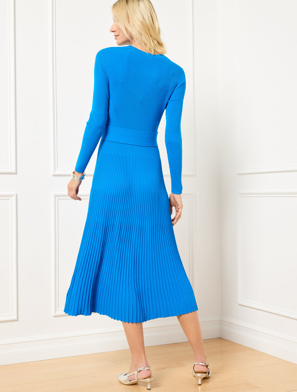 BOLD BLUE TWIST FRONT RIBBED SWEATER DRESS | Talbots discount