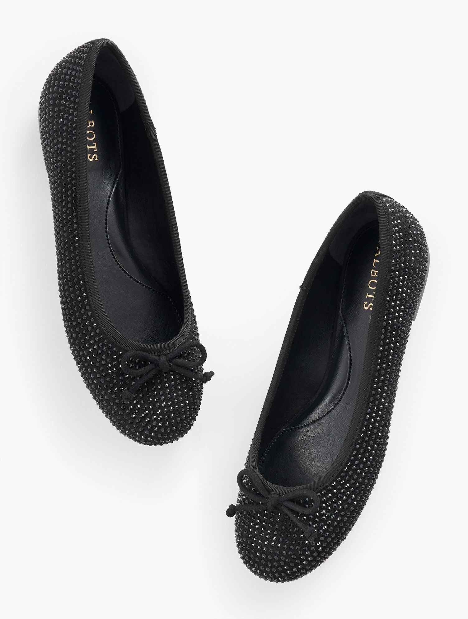 BLACK BLAIR RHINESTONE SUEDE BALLET FLATS | Talbots outlet
