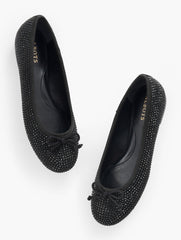 BLACK BLAIR RHINESTONE SUEDE BALLET FLATS | Talbots outlet