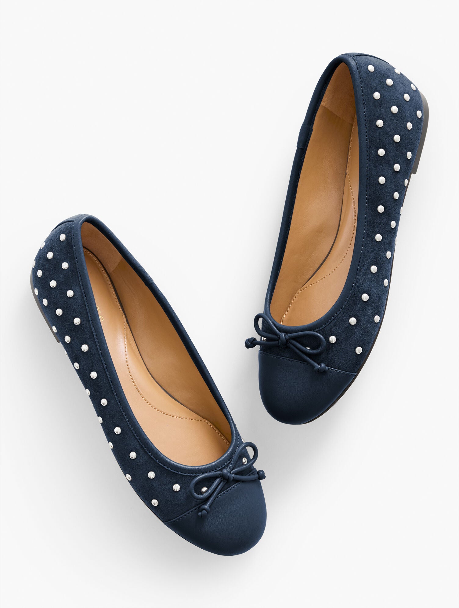 INDIGO BLUE|KENDALL GREY|VIVID BERRY BLAIR STUDDED SUEDE BALLET FLATS | Talbots online