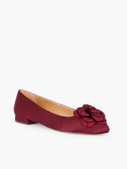 BLACK EDISON FLOWER SATIN FLATS | Talbots US
