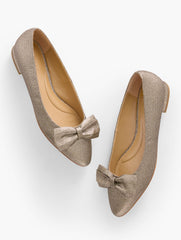 ANTIQUE GOLD EDISON BOW FLATS - TEXTURED LAMÉ | Talbots for sale