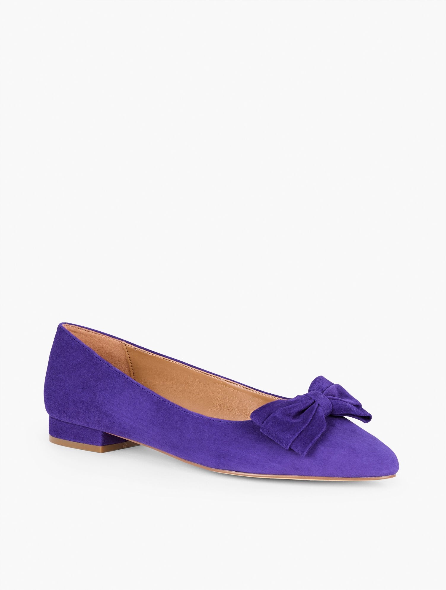BLACK|PURPLE MAJESTY|RED POP EDISON BOW SUEDE FLATS | Talbots on sale