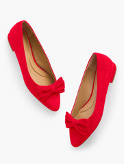 BLACK|PURPLE MAJESTY|RED POP EDISON BOW SUEDE FLATS | Talbots on sale