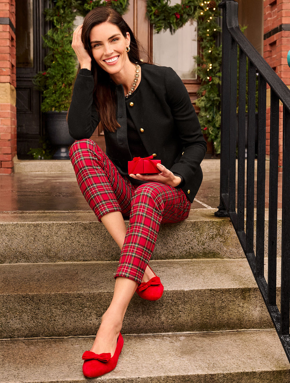 BLACK|PURPLE MAJESTY|RED POP EDISON BOW SUEDE FLATS | Talbots on sale
