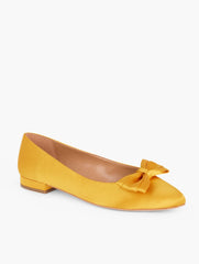 SAFFRON EDISON BOW SATIN FLATS | Talbots discount
