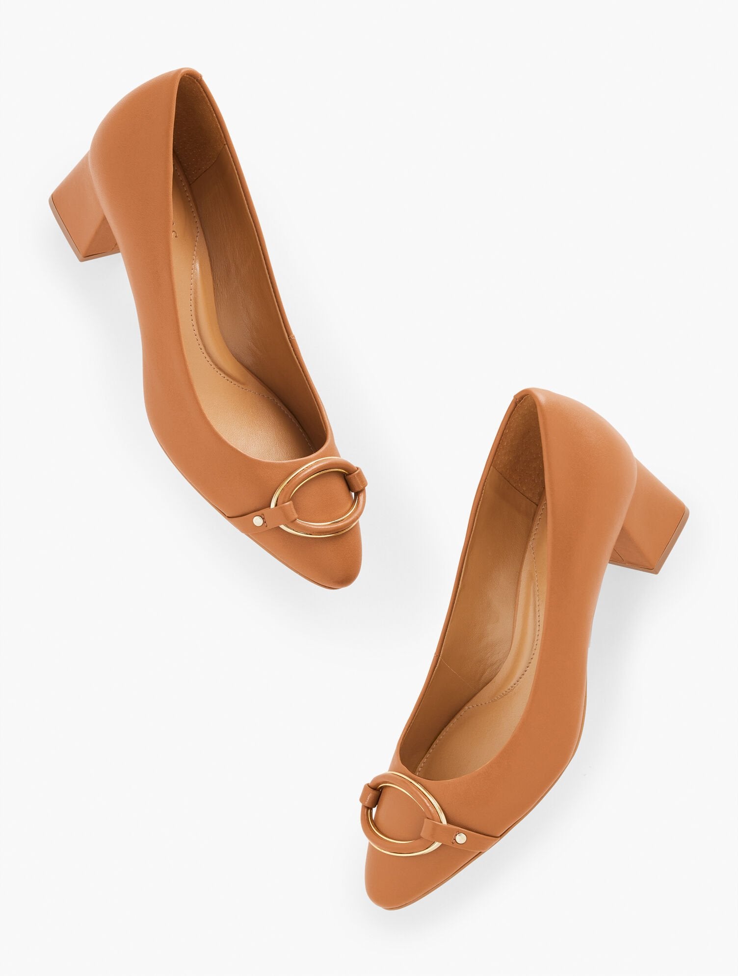 HAVANA TAN KAYLA BUCKLE BLOCK HEEL NAPPA PUMPS | Talbots for sale