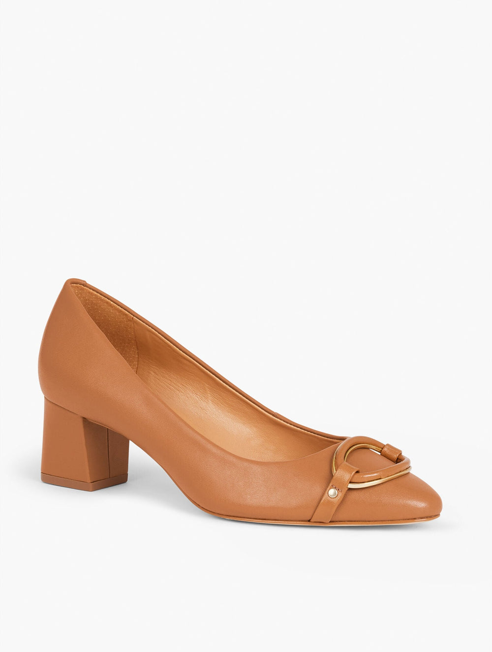HAVANA TAN KAYLA BUCKLE BLOCK HEEL NAPPA PUMPS | Talbots for sale