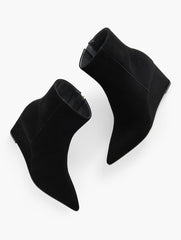 BLACK EMMA SUEDE WEDGE BOOTIE | Talbots discount