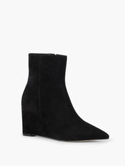 BLACK EMMA SUEDE WEDGE BOOTIE | Talbots US