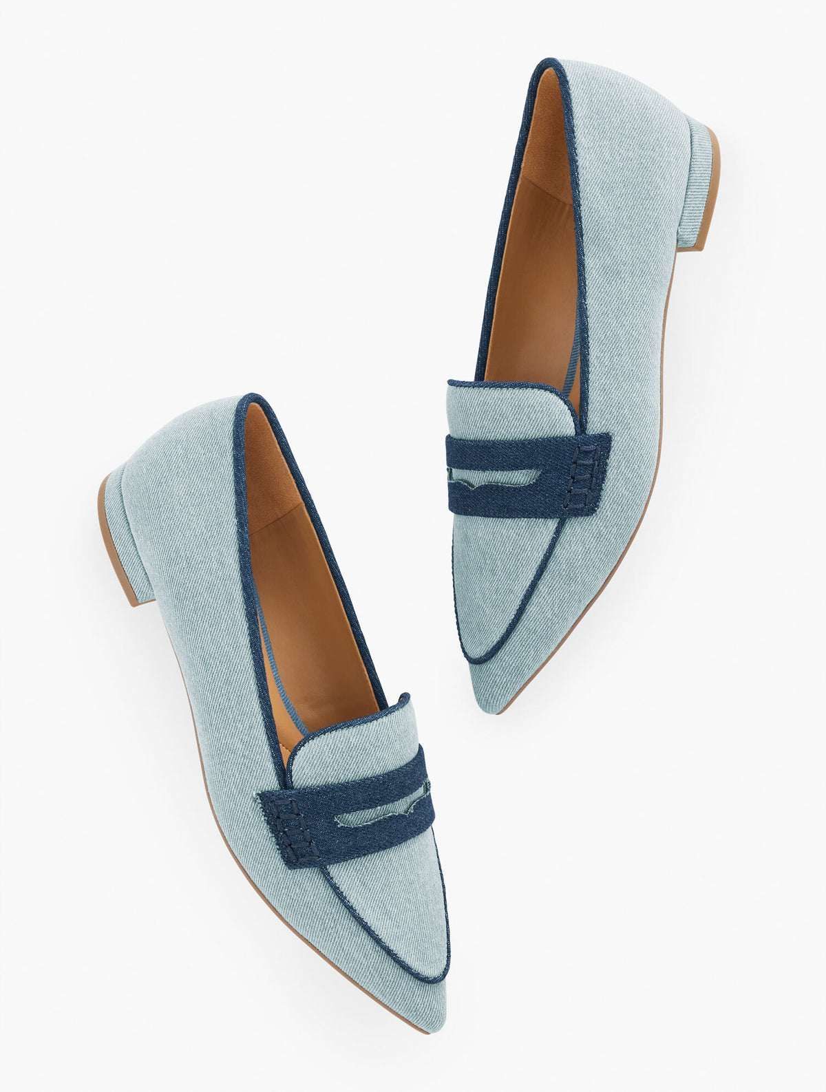 LIGHT DENIM SCARLET POINTED TOE DENIM LOAFERS | Talbots discount