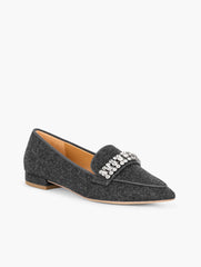 MEDIUM GREY SCARLET RHINESTONE FLANNEL POINTED TOE LOAFERS | Talbots US
