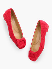 RED POP SUTTON BUCKLE FLATS - SEQUIN BOUCLÉ | Talbots sale