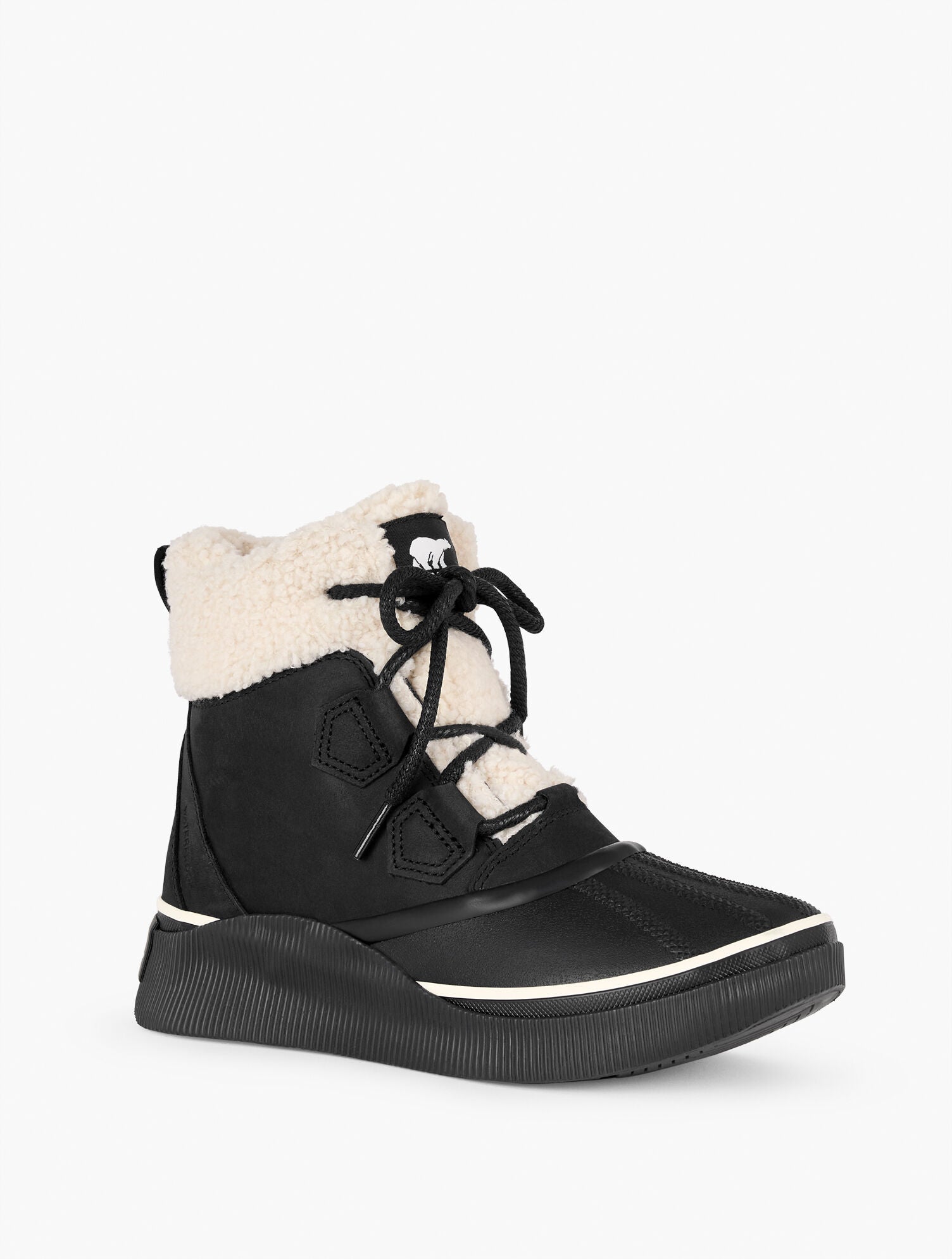 BLACK/CHALK|HONEY WHITE/CANOE SOREL OUT N ABOUT™ IV CHILLZ WATERPROOF LEATHER BOOTS | Talbots on sale