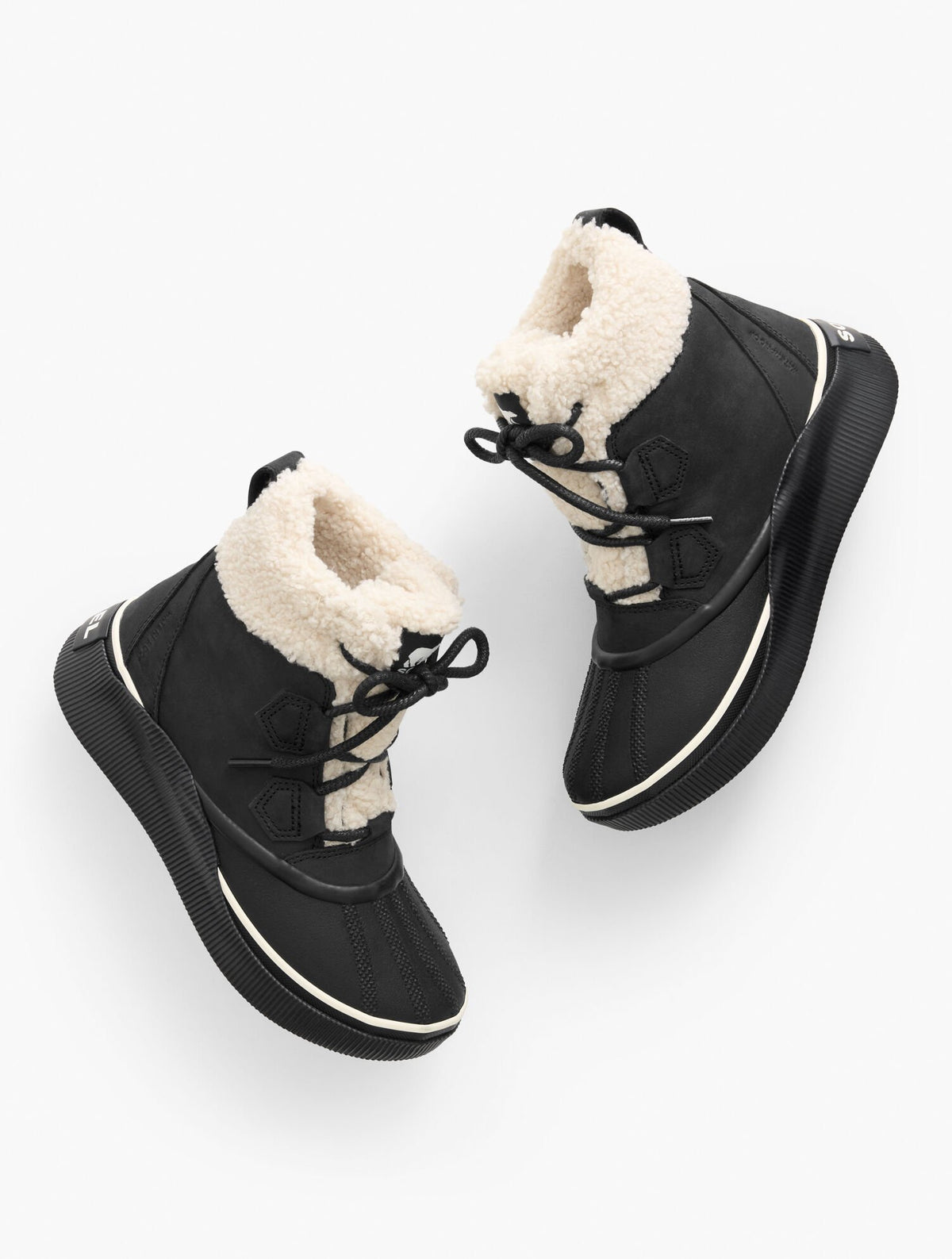 BLACK/CHALK|HONEY WHITE/CANOE SOREL OUT N ABOUT™ IV CHILLZ WATERPROOF LEATHER BOOTS | Talbots on sale