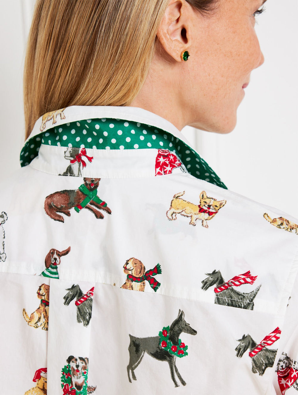 WHITE MULTI MODERN CLASSIC SHIRT - DOGS OF CHRISTMAS | Talbots near me