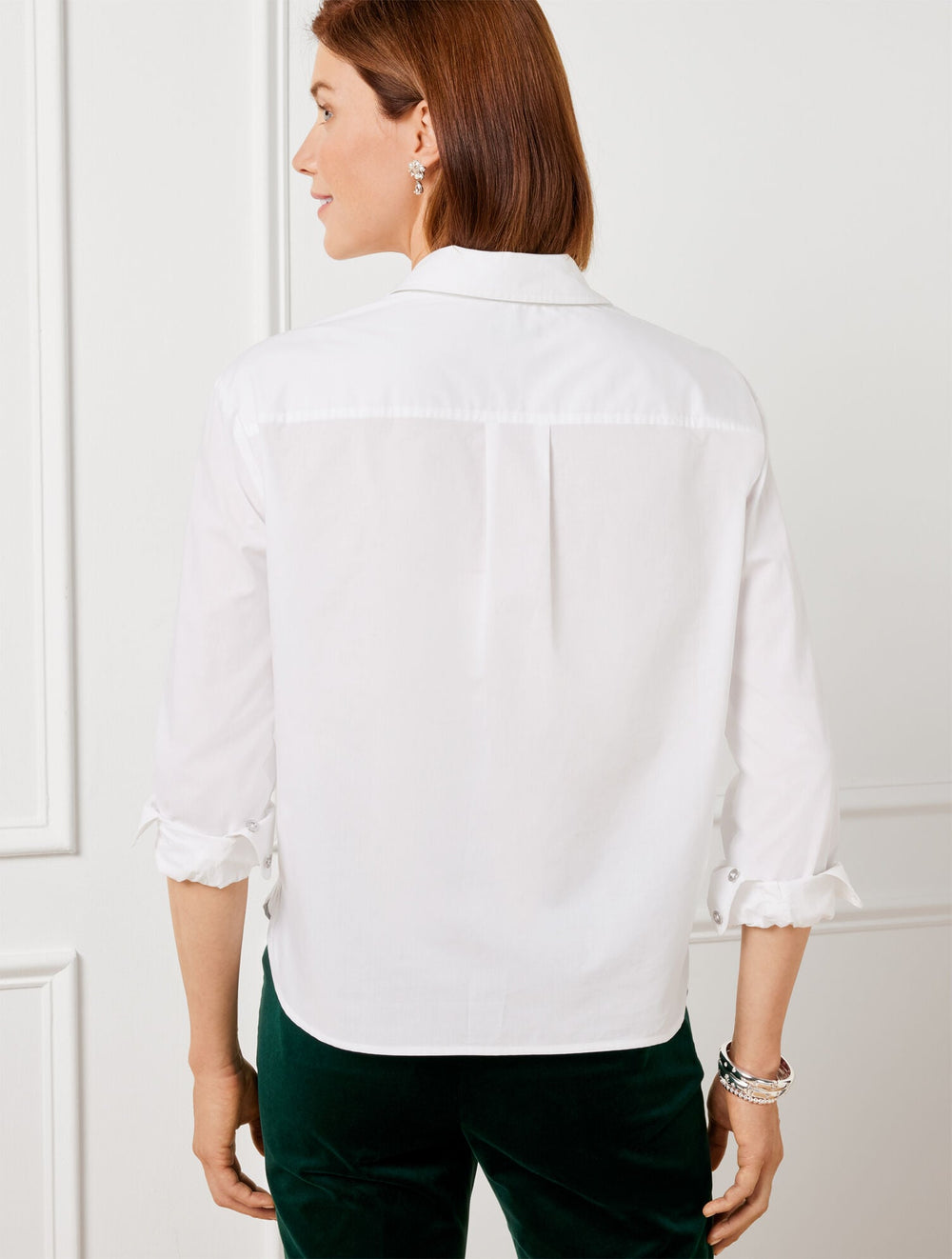 WHITE EMBELLISHED SHORT SHIRT | Talbots on sale