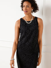 BLACK FESTIVE FLORAL LACE SHELL | Talbots near me