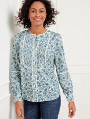 IVORY MULTI SCALLOP LACE TRIM TOP - BLOOMING DAFFODILS | Talbots discount