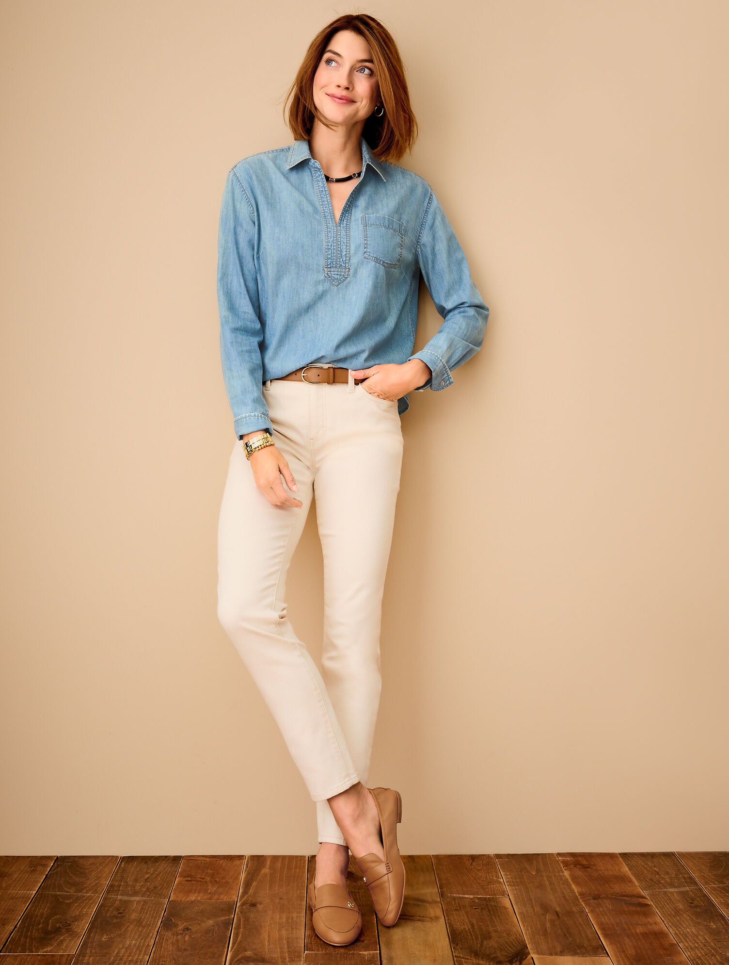 LAKESHORE BLUE WASH DENIM SHORT SHIRT | Talbots online