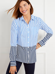VISTA BLUE/INDIA INK MODERN CLASSIC SHIRT - WONDER STRIPE | Talbots for sale