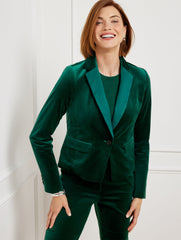 HIGHLAND GREEN VELVETEEN CROPPED BLAZER | Talbots outlet