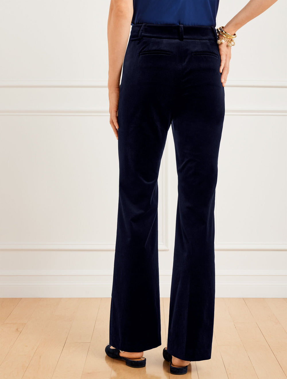 INDIGO BLUE FLARE LEG VELVETEEN PANTS | Talbots on sale