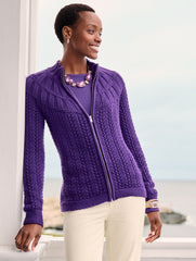 HIGHLAND GREEN MIXED STITCH CARDIGAN | Talbots for sale