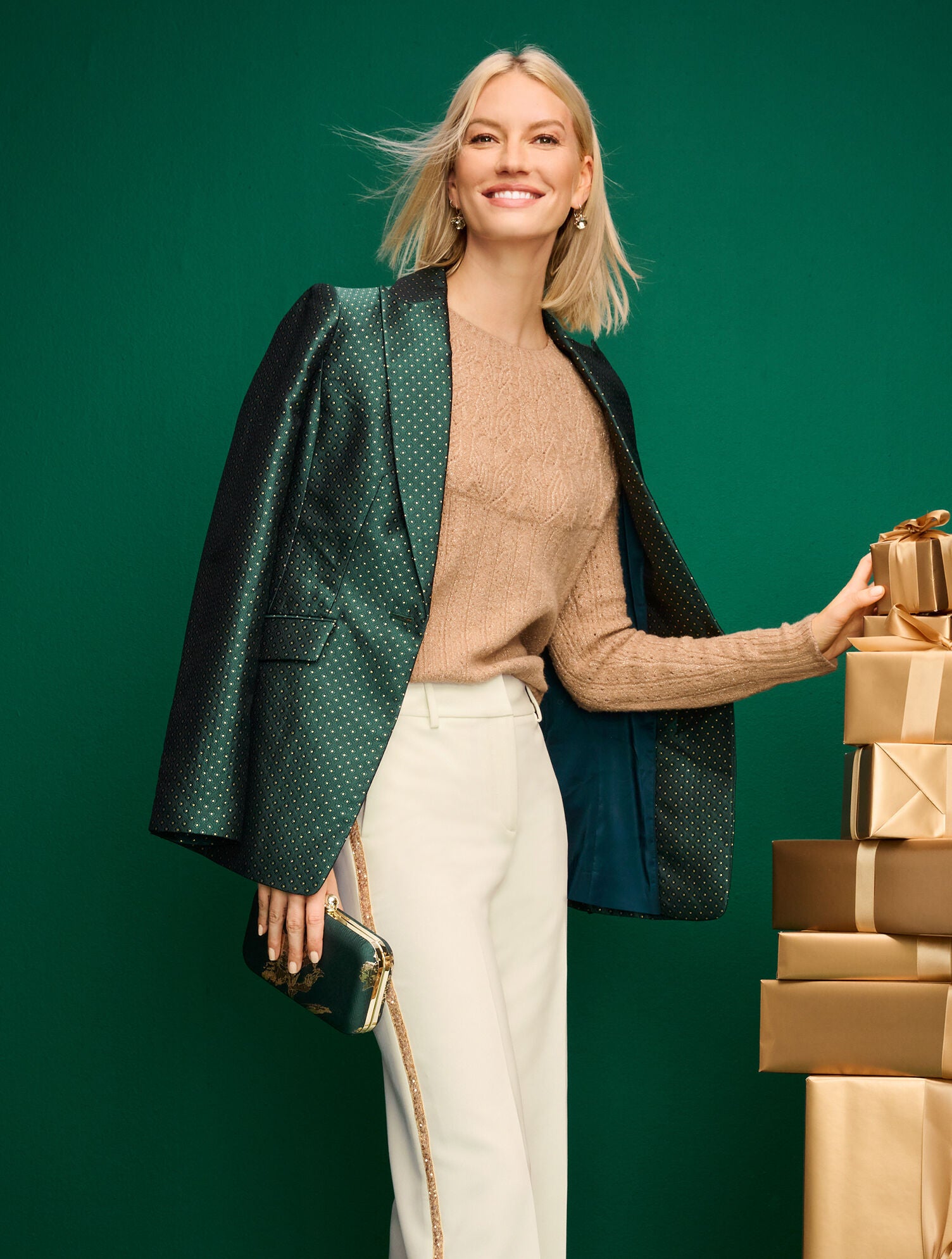 TOASTED COCONUT/GOLD METALLIC POINTELLE SWEATER | Talbots on sale