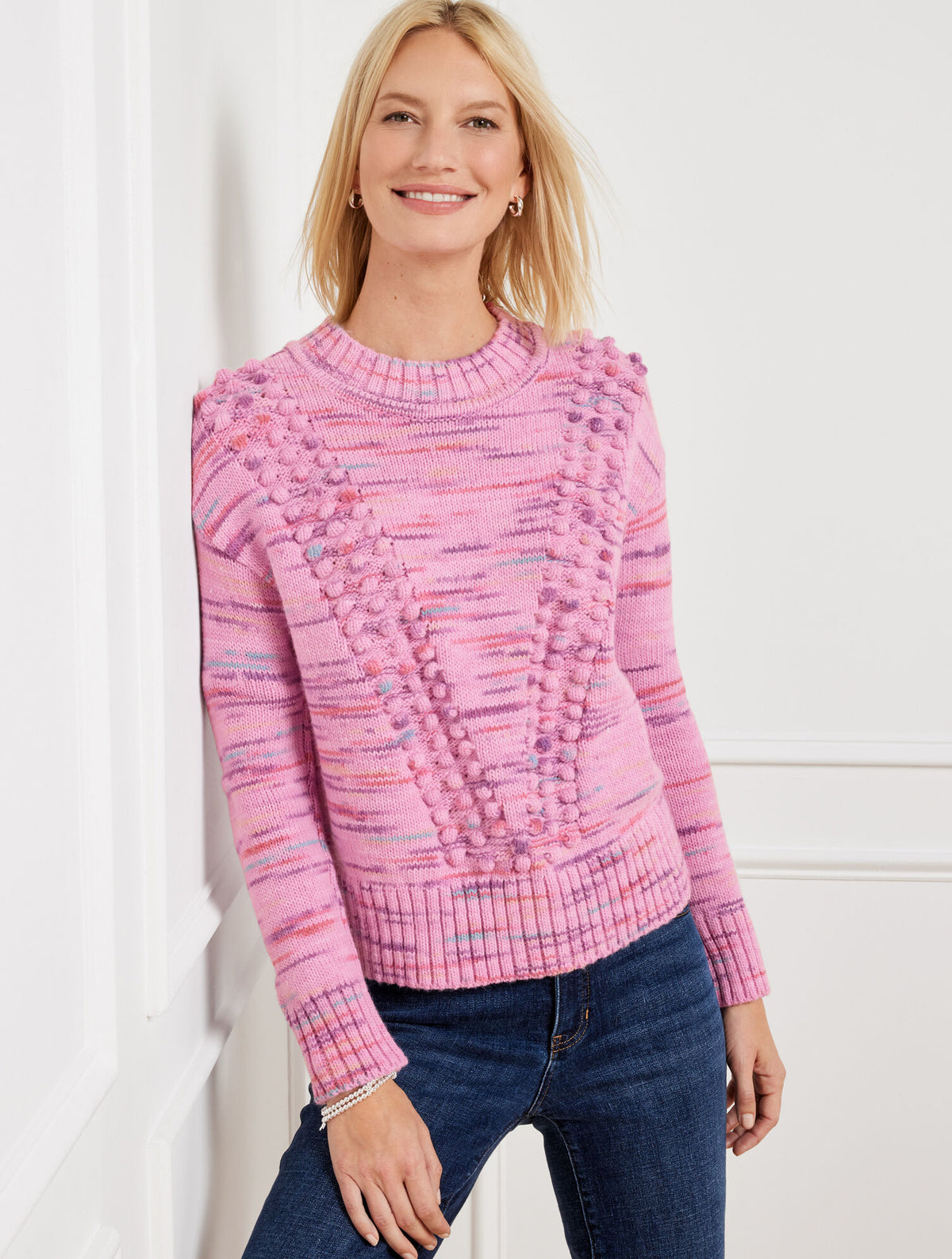 LILAC FROST MULTI CHEVRON STITCH SWEATER - SPACE DYE | Talbots online