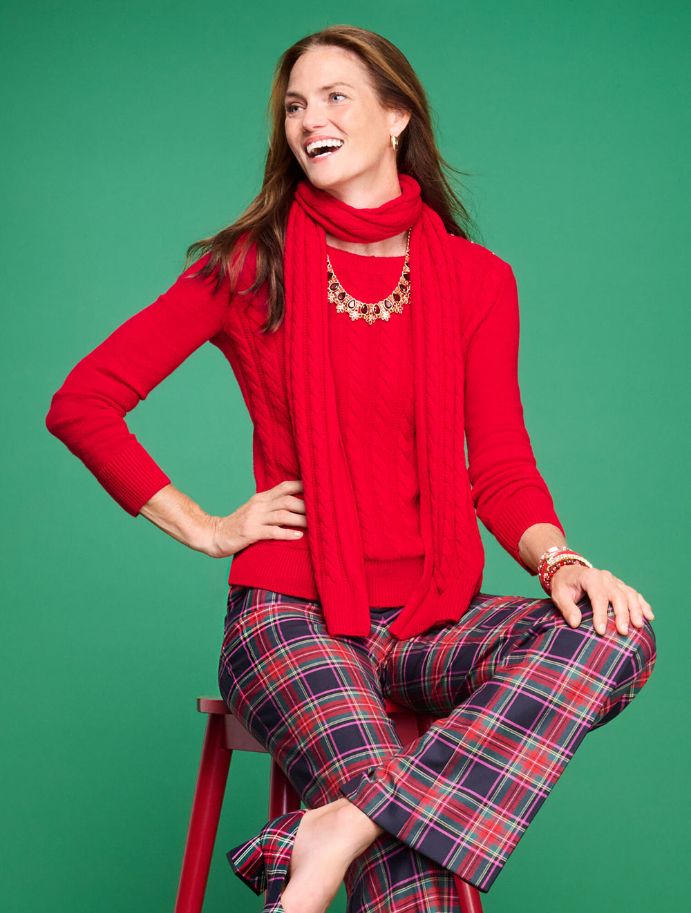 BLACK|BOLD BLUE|RED POP|RICH AMETHYST|VERDANT GREEN|VIVID BERRY SOFT CABLE KNIT CREWNECK SWEATER | Talbots US