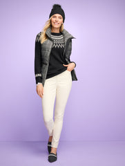 BLACK/IVORY CREWNECK SWEATER - SPIRITED FAIR ISLE | Talbots on sale