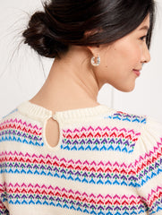 IVORY MULTI CREWNECK SWEATER - WAVE JACQUARD | Talbots US