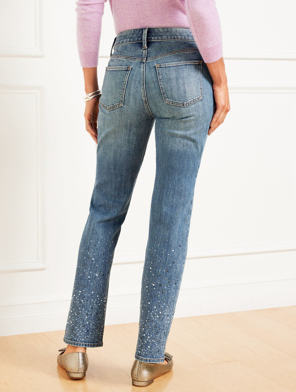 RILEY WASH CRYSTAL HEM BARELY BOOT JEANS - RILEY WASH | Talbots US